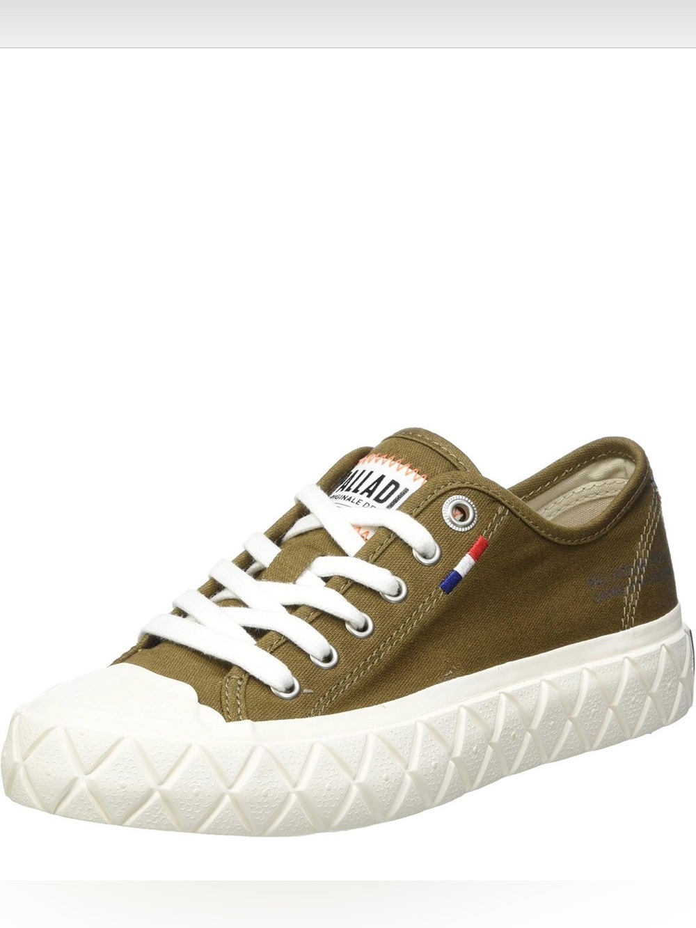 Palladium Olive Green Canvas Low-Top Sneakers with White Sole (unisex)
